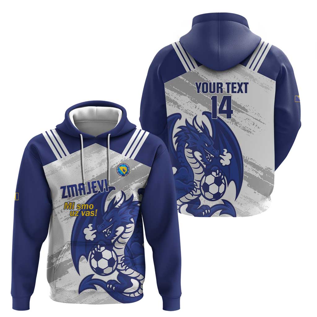 Bosnia and Herzegovina Football Custom Zip Hoodie Go Zmajevi Mi smo uz vas White Version - Wonder Print Shop