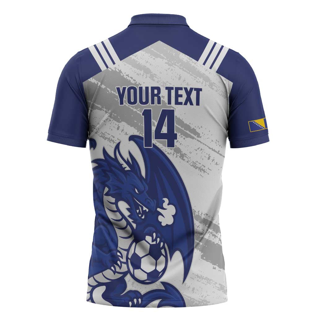 Bosnia and Herzegovina Football Custom Zipper Polo Shirt Go Zmajevi Mi smo uz vas White Version - Wonder Print Shop