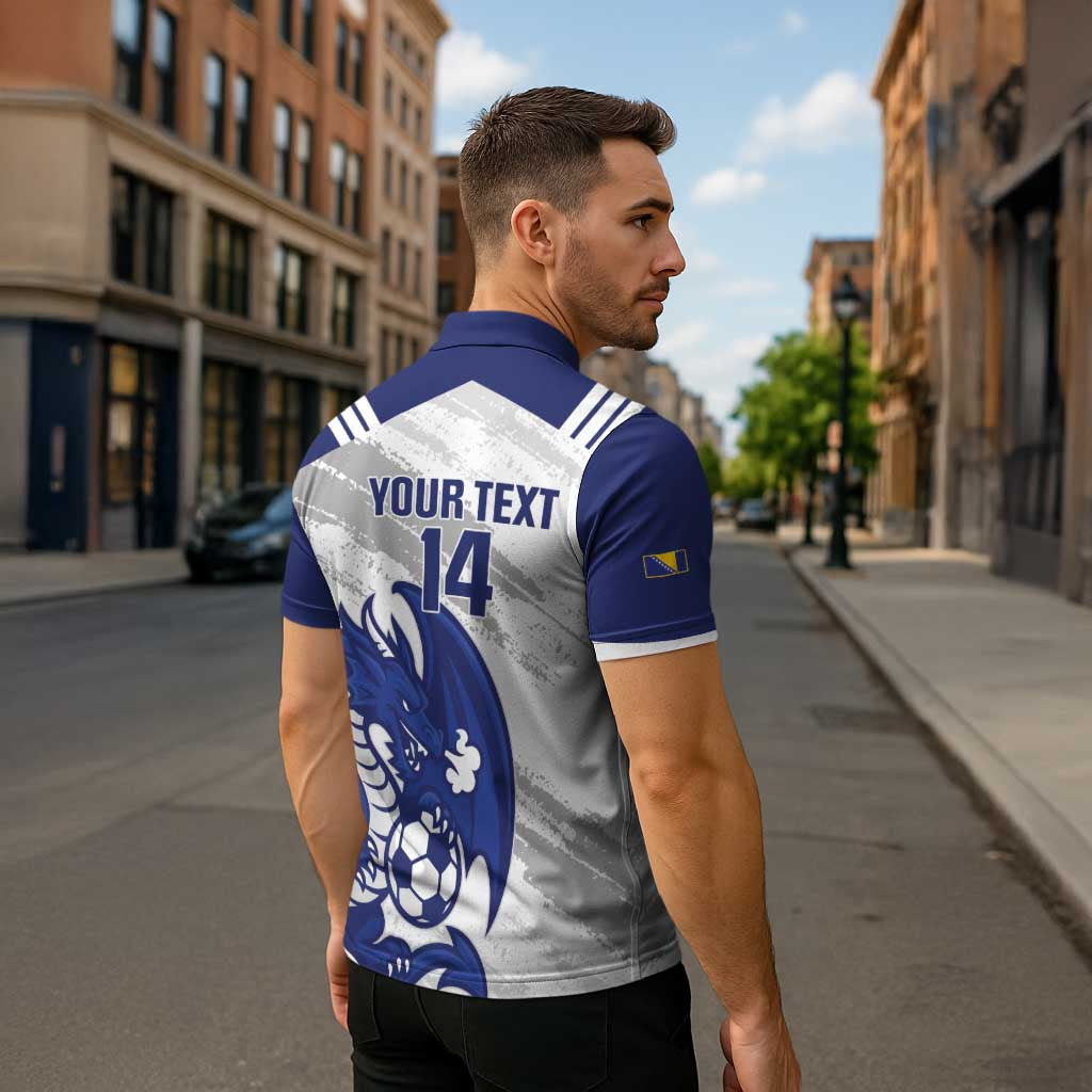 Bosnia and Herzegovina Football Custom Zipper Polo Shirt Go Zmajevi Mi smo uz vas White Version - Wonder Print Shop