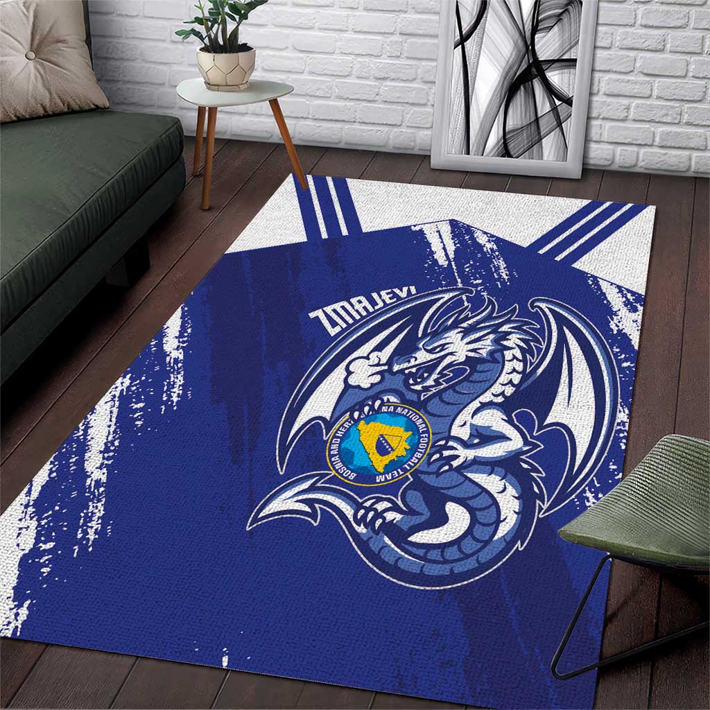 Bosnia and Herzegovina Football Area Rug Go Zmajevi Mi smo uz vas Blue Version - Wonder Print Shop