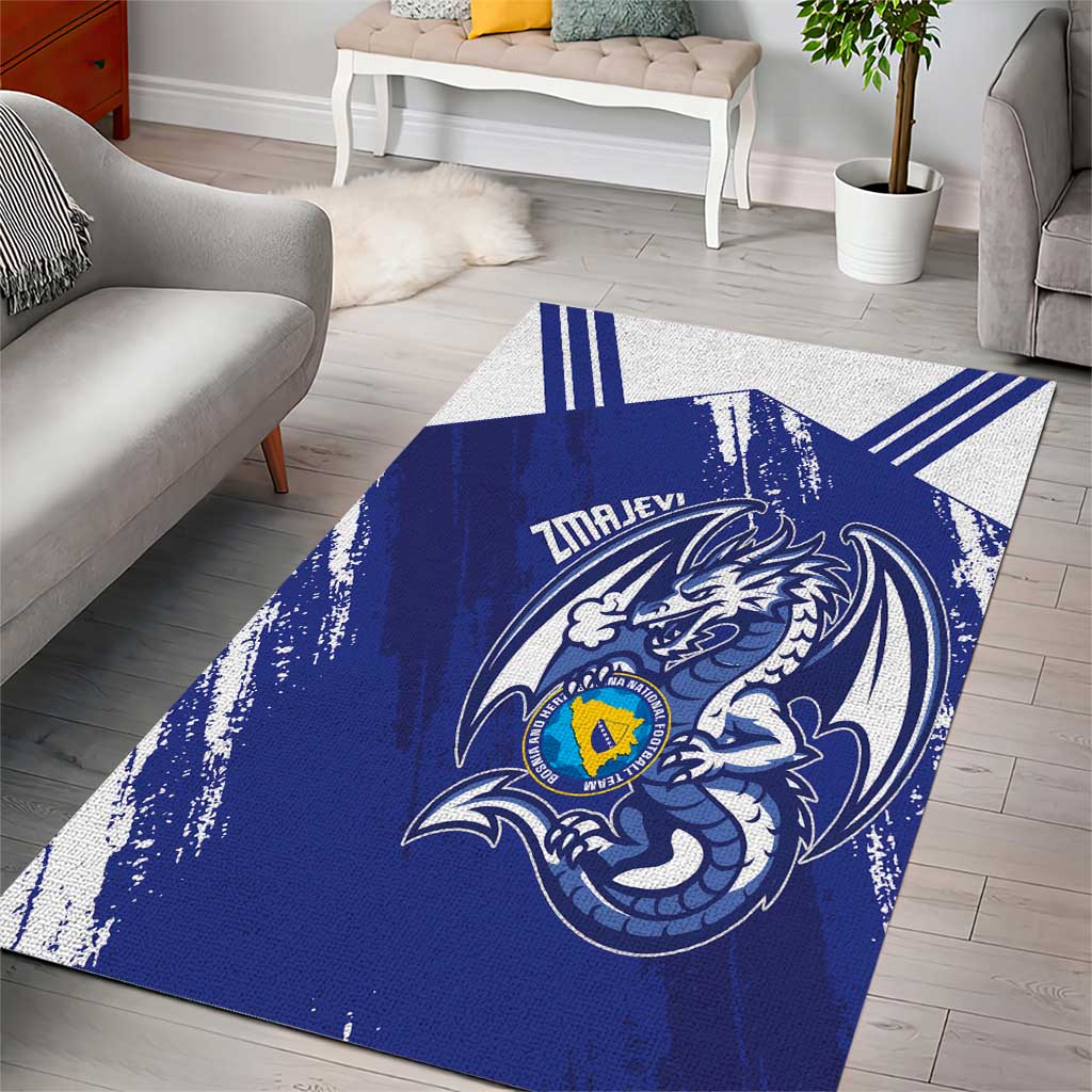 Bosnia and Herzegovina Football Area Rug Go Zmajevi Mi smo uz vas Blue Version - Wonder Print Shop