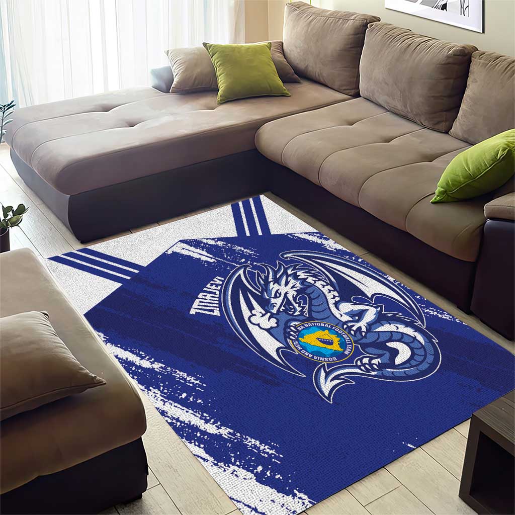 Bosnia and Herzegovina Football Area Rug Go Zmajevi Mi smo uz vas Blue Version - Wonder Print Shop