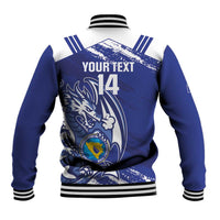 Bosnia and Herzegovina Football Custom Baseball Jacket Go Zmajevi Mi smo uz vas Blue Version - Wonder Print Shop