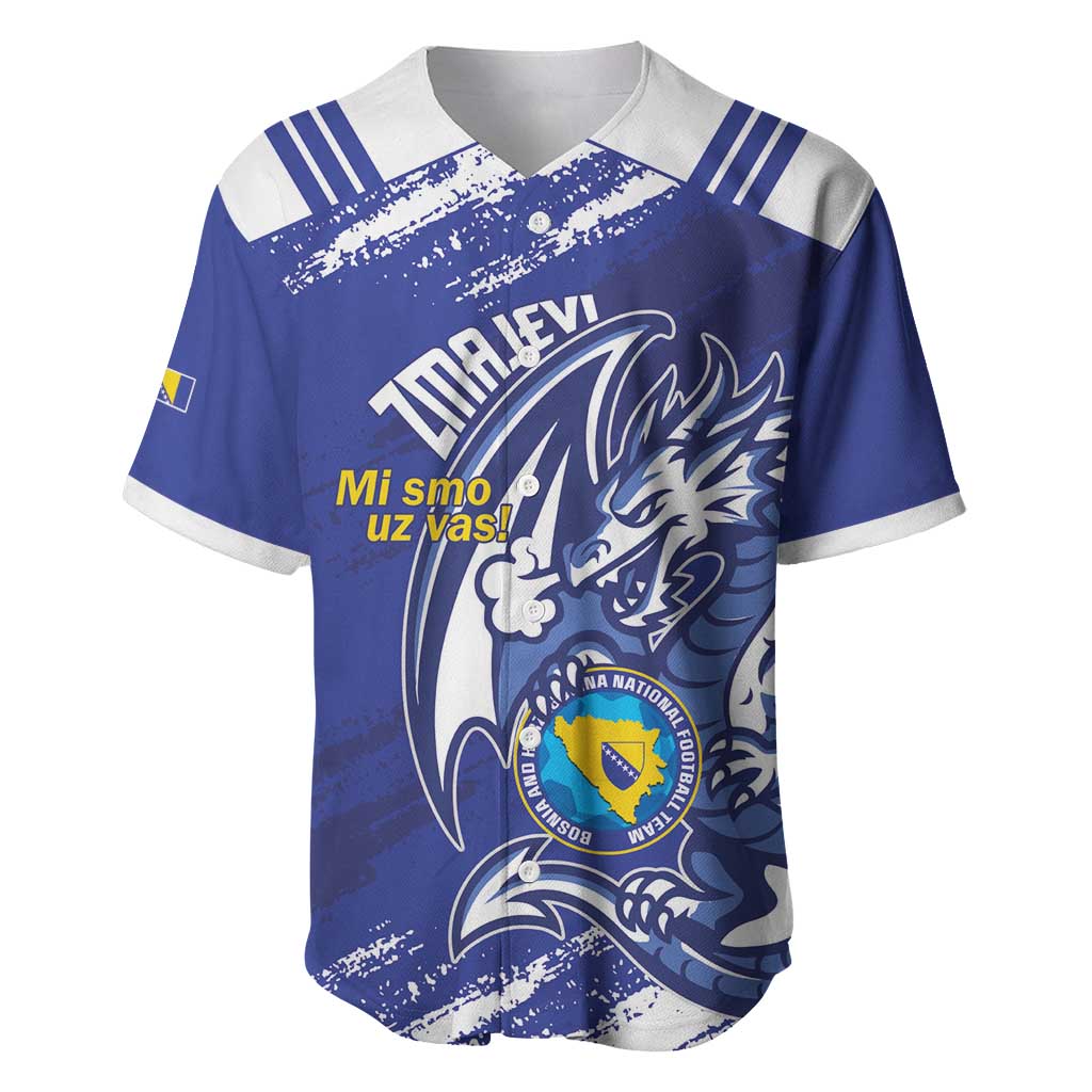 Bosnia and Herzegovina Football Custom Baseball Jersey Go Zmajevi Mi smo uz vas Blue Version - Wonder Print Shop