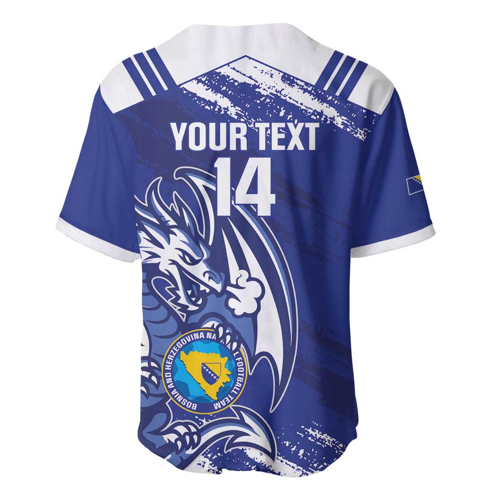 Bosnia and Herzegovina Football Custom Baseball Jersey Go Zmajevi Mi smo uz vas Blue Version - Wonder Print Shop