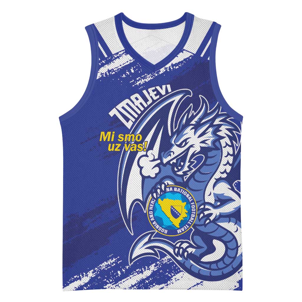 Bosnia and Herzegovina Football Custom Basketball Jersey Go Zmajevi Mi smo uz vas Blue Version - Wonder Print Shop