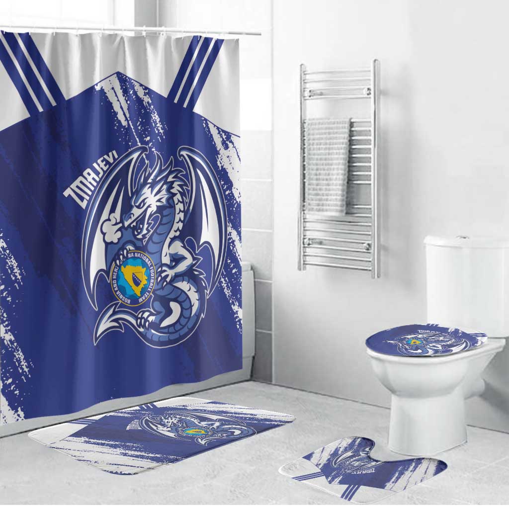 Bosnia and Herzegovina Football Bathroom Set Go Zmajevi Mi smo uz vas Blue Version - Wonder Print Shop