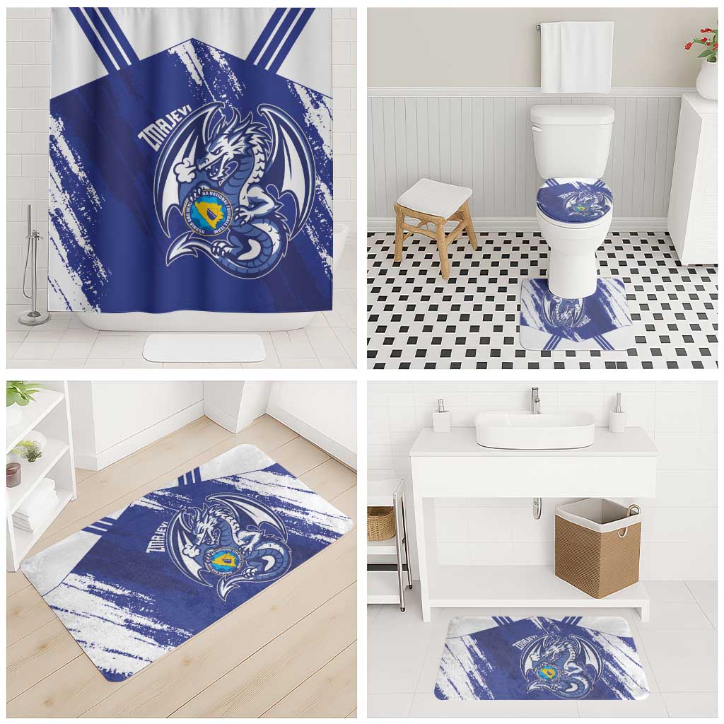 Bosnia and Herzegovina Football Bathroom Set Go Zmajevi Mi smo uz vas Blue Version - Wonder Print Shop