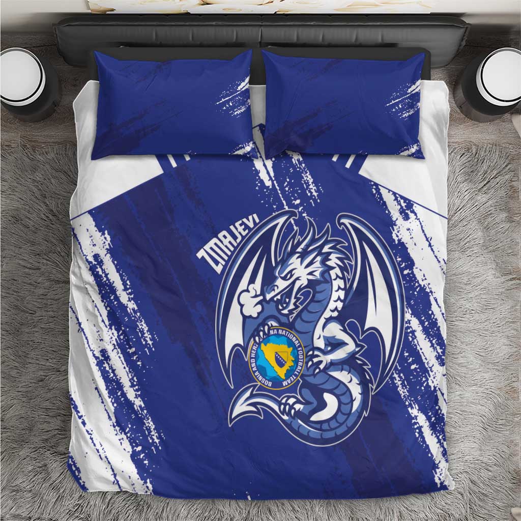 Bosnia and Herzegovina Football Bedding Set Go Zmajevi Mi smo uz vas Blue Version - Wonder Print Shop