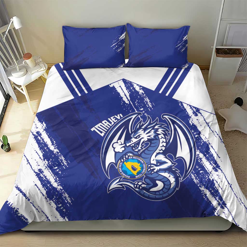 Bosnia and Herzegovina Football Bedding Set Go Zmajevi Mi smo uz vas Blue Version - Wonder Print Shop