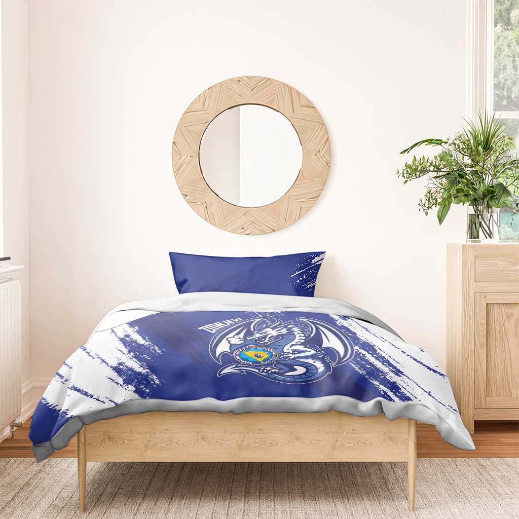 Bosnia and Herzegovina Football Bedding Set Go Zmajevi Mi smo uz vas Blue Version - Wonder Print Shop