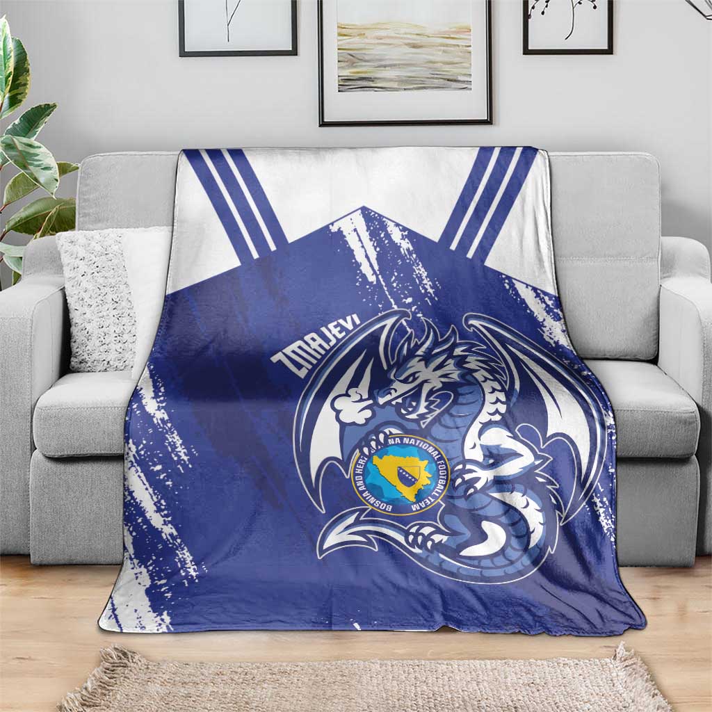 Bosnia and Herzegovina Football Blanket Go Zmajevi Mi smo uz vas Blue Version - Wonder Print Shop