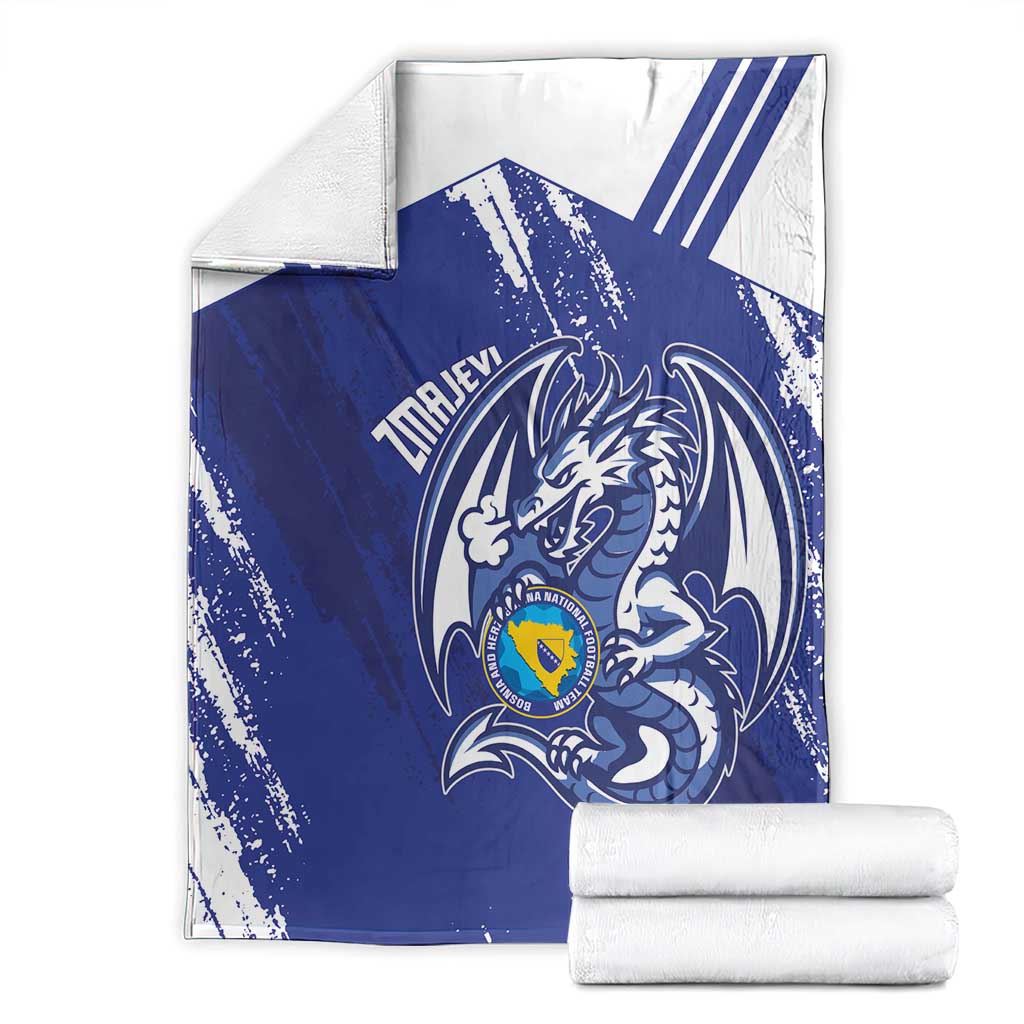 Bosnia and Herzegovina Football Blanket Go Zmajevi Mi smo uz vas Blue Version - Wonder Print Shop