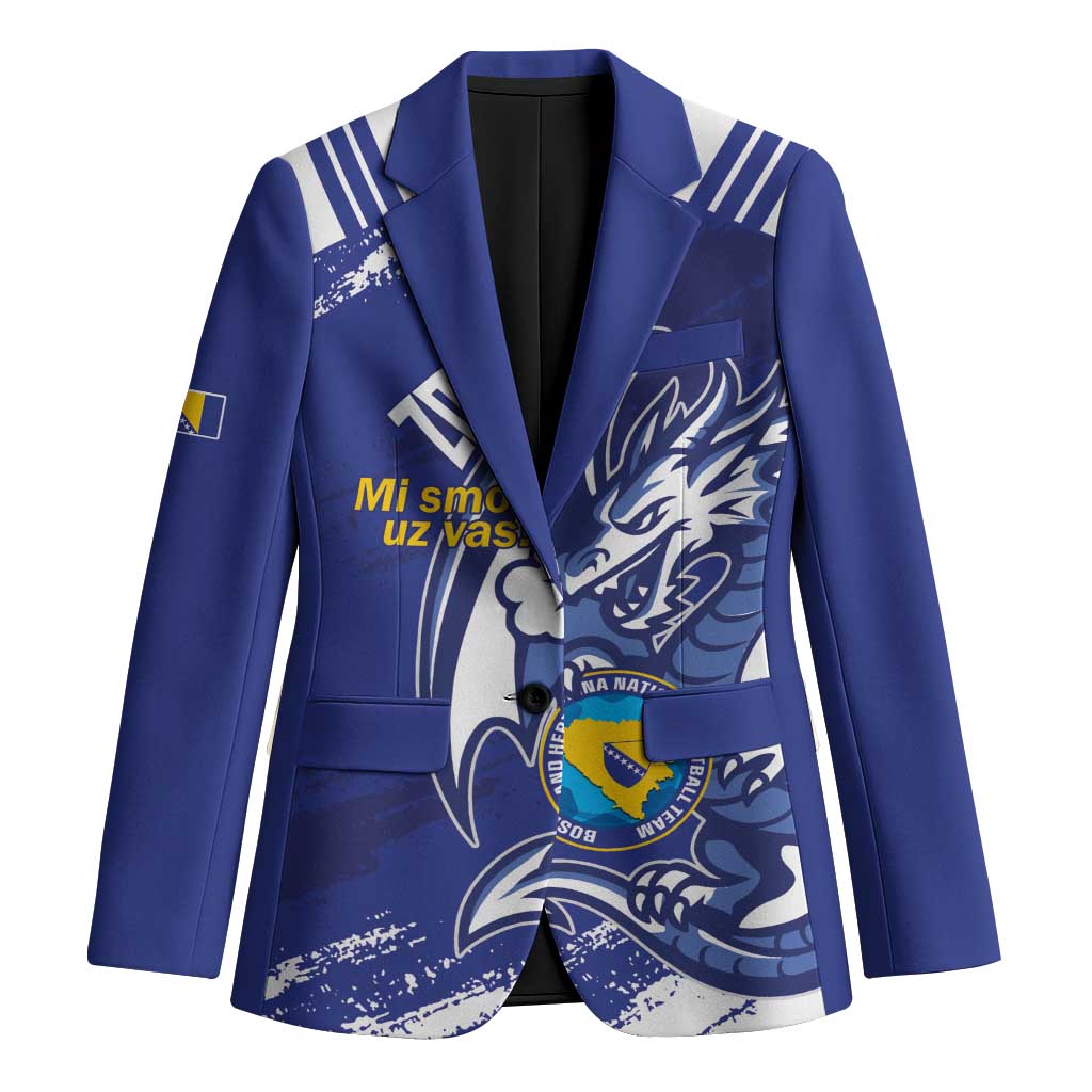 Bosnia and Herzegovina Football Custom Blazer Go Zmajevi Mi smo uz vas Blue Version - Wonder Print Shop
