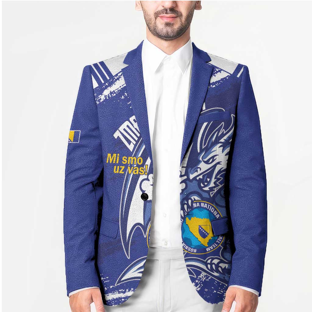 Bosnia and Herzegovina Football Custom Blazer Go Zmajevi Mi smo uz vas Blue Version - Wonder Print Shop