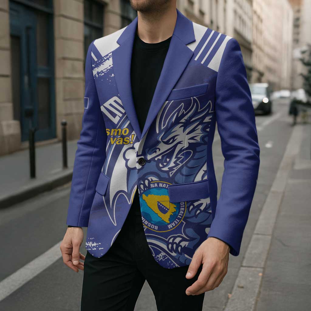 Bosnia and Herzegovina Football Custom Blazer Go Zmajevi Mi smo uz vas Blue Version - Wonder Print Shop