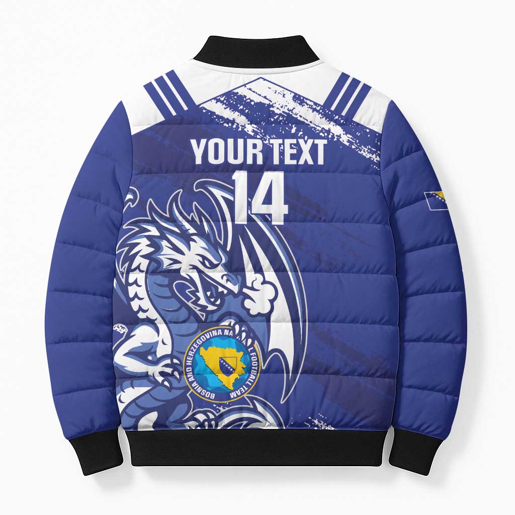 Bosnia and Herzegovina Football Custom Bomber Puffer Jacket Go Zmajevi Mi smo uz vas Blue Version - Wonder Print Shop