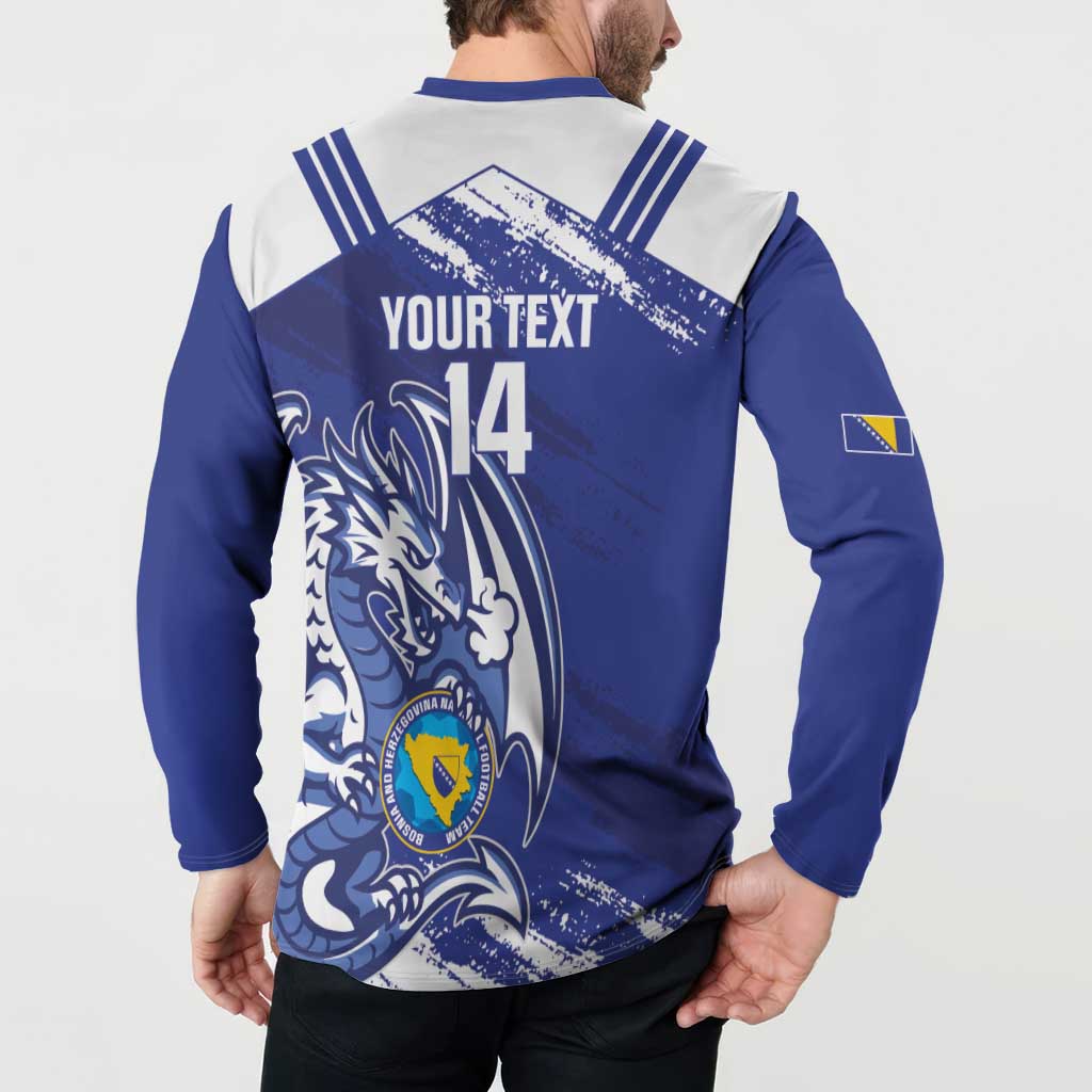 Bosnia and Herzegovina Football Custom Button Sweatshirt Go Zmajevi Mi smo uz vas Blue Version - Wonder Print Shop
