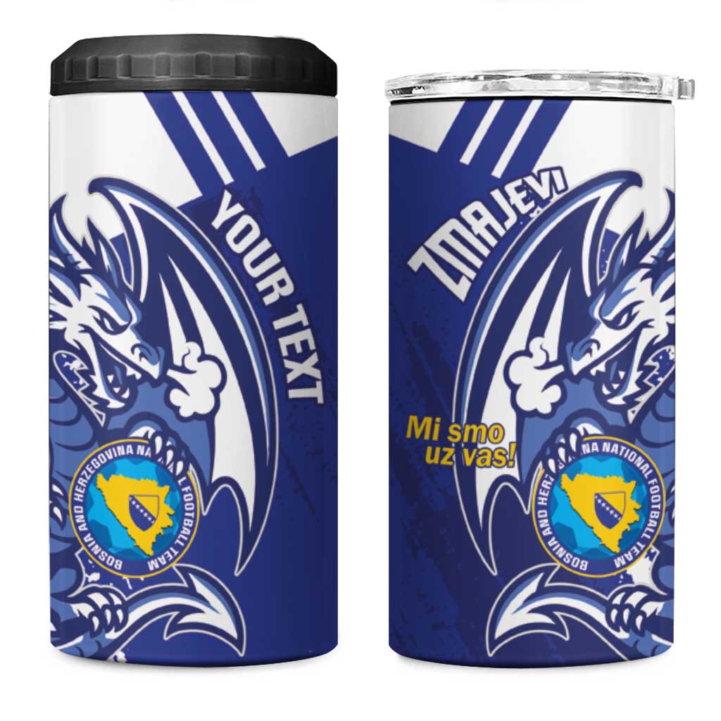 Bosnia and Herzegovina Football Custom 4 in 1 Can Cooler Tumbler Go Zmajevi Mi smo uz vas Blue Version - Wonder Print Shop