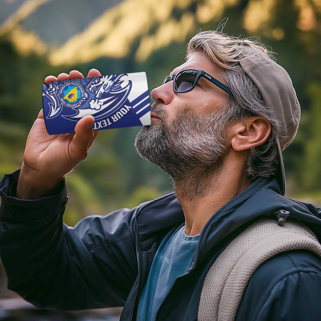 Bosnia and Herzegovina Football Custom 4 in 1 Can Cooler Tumbler Go Zmajevi Mi smo uz vas Blue Version - Wonder Print Shop