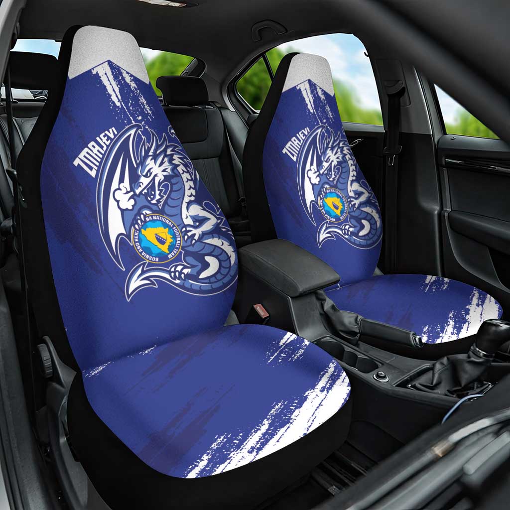 Bosnia and Herzegovina Football Car Seat Cover Go Zmajevi Mi smo uz vas Blue Version - Wonder Print Shop