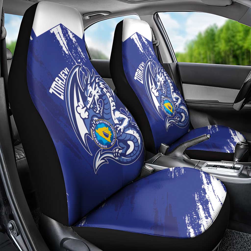 Bosnia and Herzegovina Football Car Seat Cover Go Zmajevi Mi smo uz vas Blue Version - Wonder Print Shop