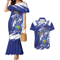 Bosnia and Herzegovina Football Custom Couples Matching Mermaid Dress and Hawaiian Shirt Go Zmajevi Mi smo uz vas Blue Version - Wonder Print Shop