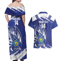 Bosnia and Herzegovina Football Custom Couples Matching Off Shoulder Maxi Dress and Hawaiian Shirt Go Zmajevi Mi smo uz vas Blue Version - Wonder Print Shop