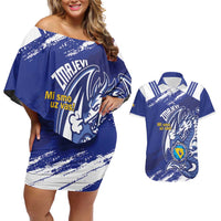 Bosnia and Herzegovina Football Custom Couples Matching Off Shoulder Short Dress and Hawaiian Shirt Go Zmajevi Mi smo uz vas Blue Version - Wonder Print Shop