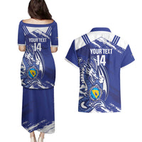 Bosnia and Herzegovina Football Custom Couples Matching Puletasi and Hawaiian Shirt Go Zmajevi Mi smo uz vas Blue Version - Wonder Print Shop