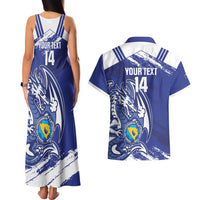Bosnia and Herzegovina Football Custom Couples Matching Tank Maxi Dress and Hawaiian Shirt Go Zmajevi Mi smo uz vas Blue Version - Wonder Print Shop