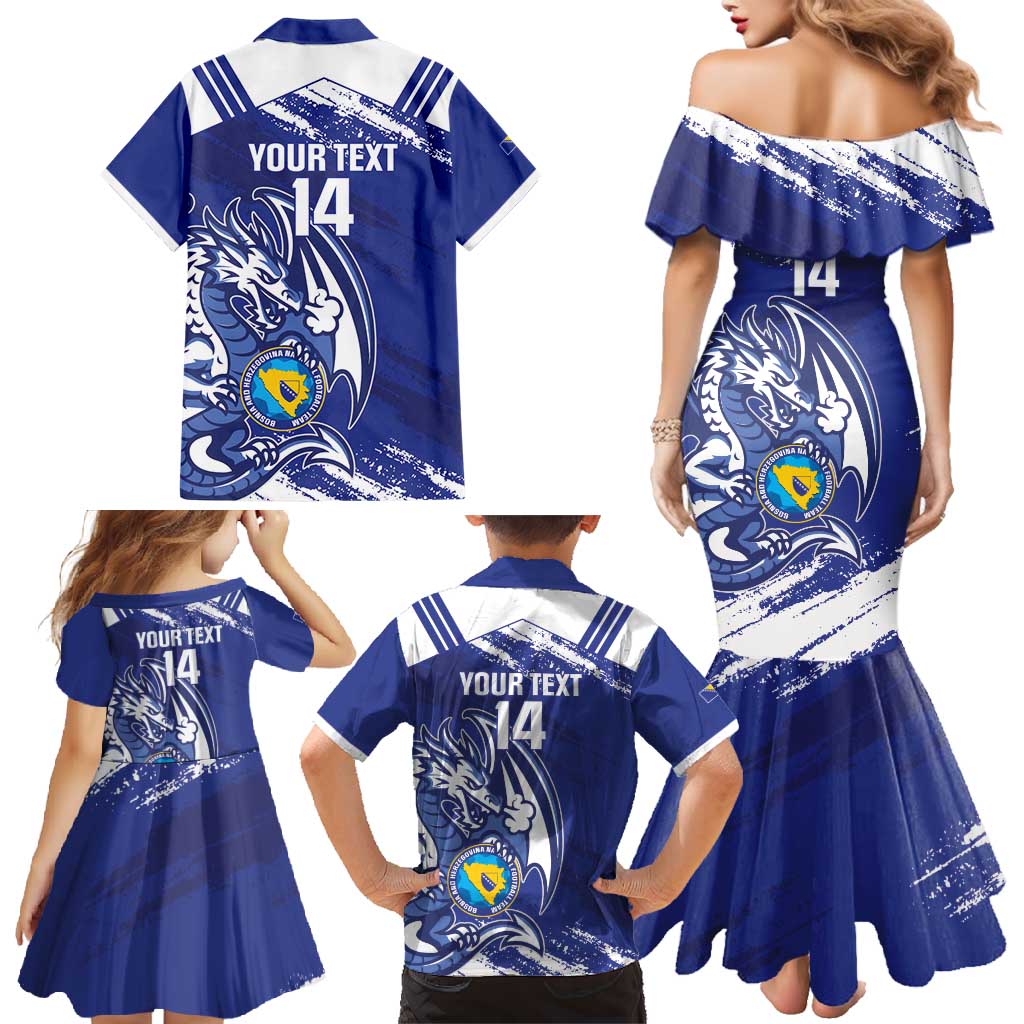 Bosnia and Herzegovina Football Custom Family Matching Mermaid Dress and Hawaiian Shirt Go Zmajevi Mi smo uz vas Blue Version - Wonder Print Shop