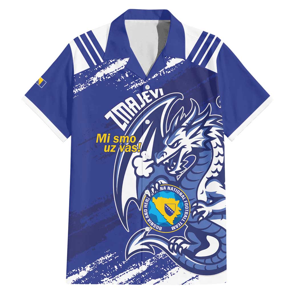 Bosnia and Herzegovina Football Custom Family Matching Mermaid Dress and Hawaiian Shirt Go Zmajevi Mi smo uz vas Blue Version - Wonder Print Shop