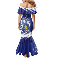 Bosnia and Herzegovina Football Custom Family Matching Mermaid Dress and Hawaiian Shirt Go Zmajevi Mi smo uz vas Blue Version - Wonder Print Shop