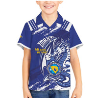 Bosnia and Herzegovina Football Custom Family Matching Mermaid Dress and Hawaiian Shirt Go Zmajevi Mi smo uz vas Blue Version - Wonder Print Shop