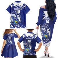 Bosnia and Herzegovina Football Custom Family Matching Off The Shoulder Long Sleeve Dress and Hawaiian Shirt Go Zmajevi Mi smo uz vas Blue Version - Wonder Print Shop