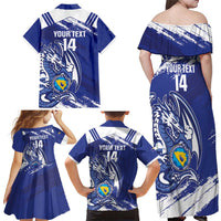 Bosnia and Herzegovina Football Custom Family Matching Off Shoulder Maxi Dress and Hawaiian Shirt Go Zmajevi Mi smo uz vas Blue Version - Wonder Print Shop
