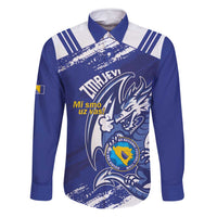 Bosnia and Herzegovina Football Custom Family Matching Off Shoulder Maxi Dress and Hawaiian Shirt Go Zmajevi Mi smo uz vas Blue Version - Wonder Print Shop