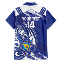 Bosnia and Herzegovina Football Custom Family Matching Off Shoulder Short Dress and Hawaiian Shirt Go Zmajevi Mi smo uz vas Blue Version - Wonder Print Shop