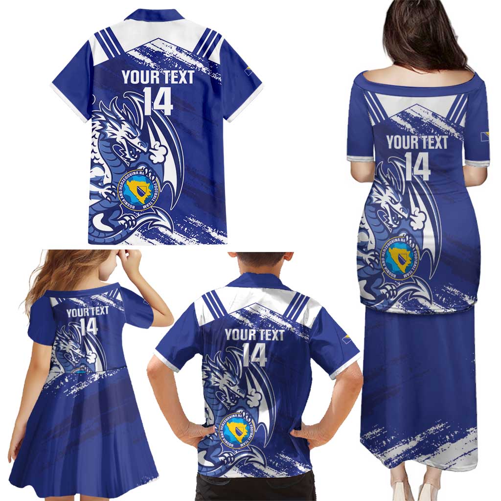 Bosnia and Herzegovina Football Custom Family Matching Puletasi and Hawaiian Shirt Go Zmajevi Mi smo uz vas Blue Version - Wonder Print Shop
