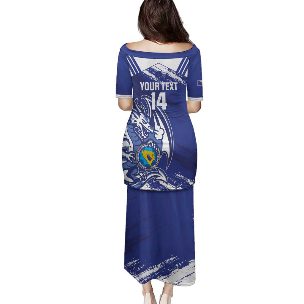 Bosnia and Herzegovina Football Custom Family Matching Puletasi and Hawaiian Shirt Go Zmajevi Mi smo uz vas Blue Version - Wonder Print Shop