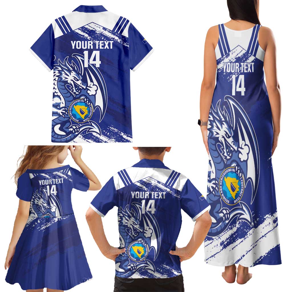 Bosnia and Herzegovina Football Custom Family Matching Tank Maxi Dress and Hawaiian Shirt Go Zmajevi Mi smo uz vas Blue Version - Wonder Print Shop
