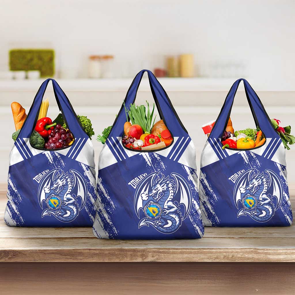 Bosnia and Herzegovina Football Grocery Bag Go Zmajevi Mi smo uz vas Blue Version - Wonder Print Shop