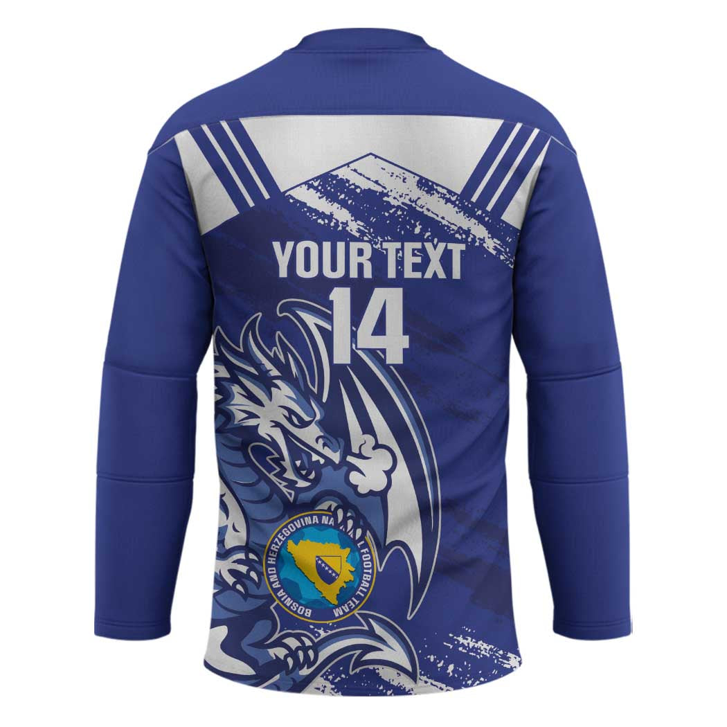Bosnia and Herzegovina Football Custom Hockey Jersey Go Zmajevi Mi smo uz vas Blue Version - Wonder Print Shop