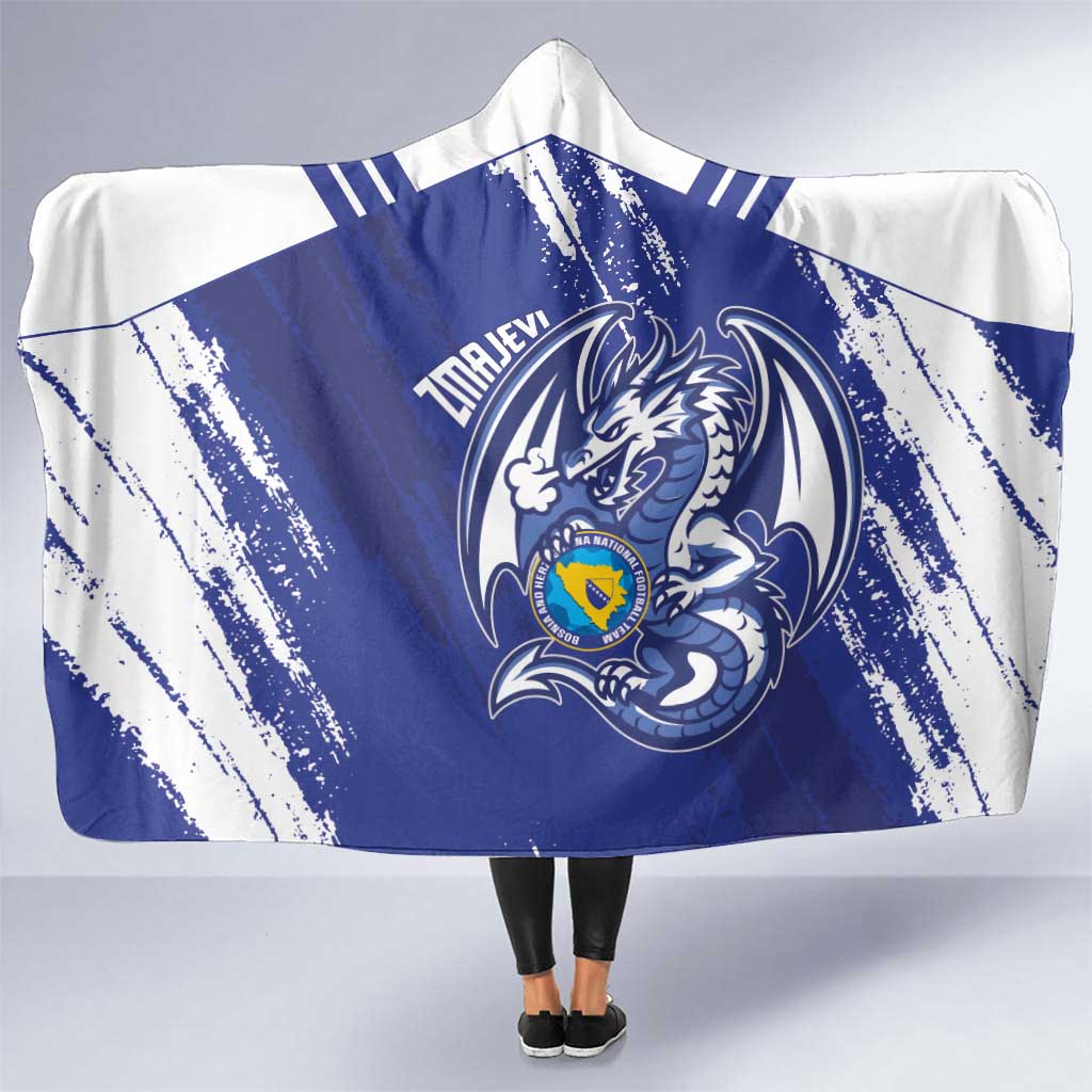 Bosnia and Herzegovina Football Hooded Blanket Go Zmajevi Mi smo uz vas Blue Version - Wonder Print Shop
