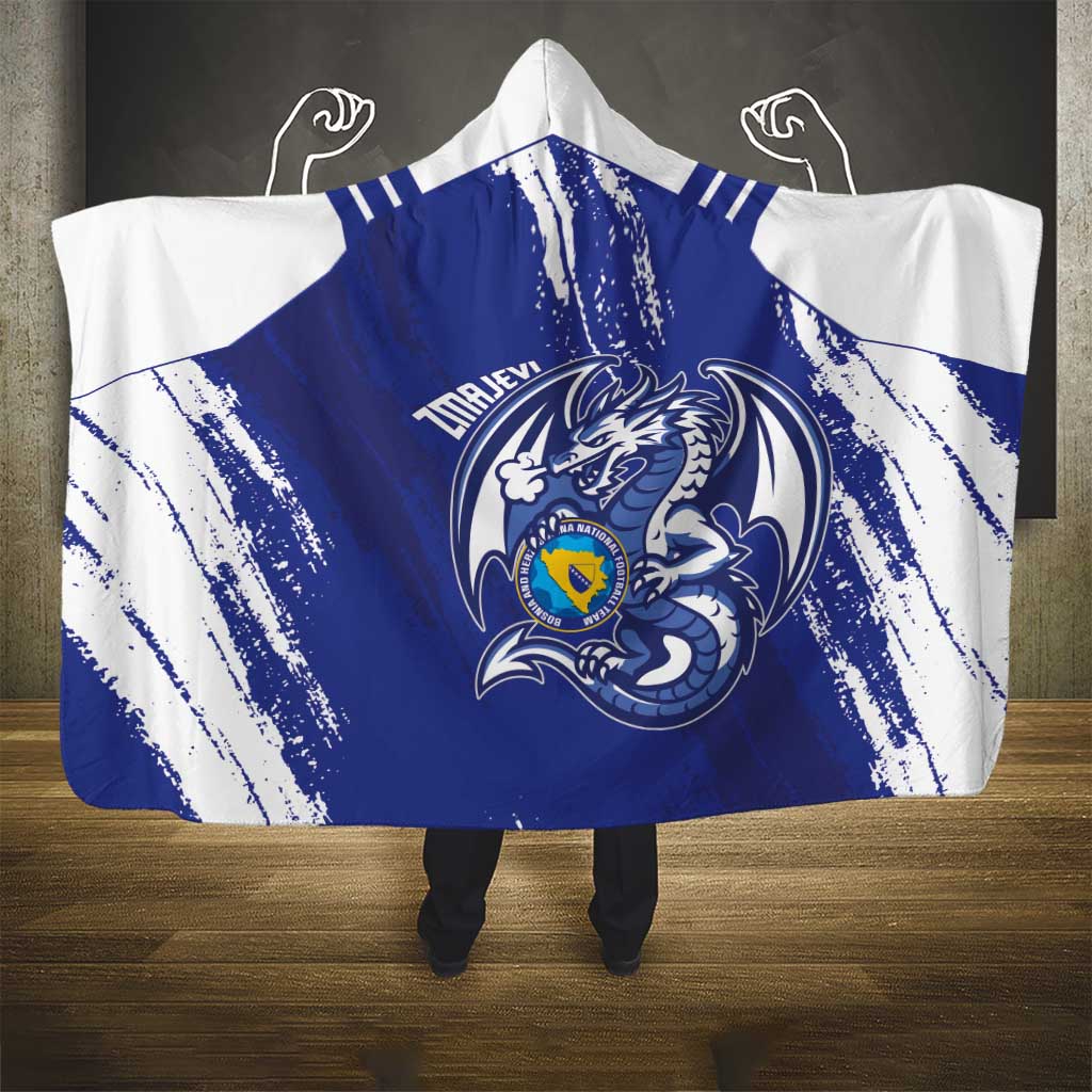 Bosnia and Herzegovina Football Hooded Blanket Go Zmajevi Mi smo uz vas Blue Version - Wonder Print Shop