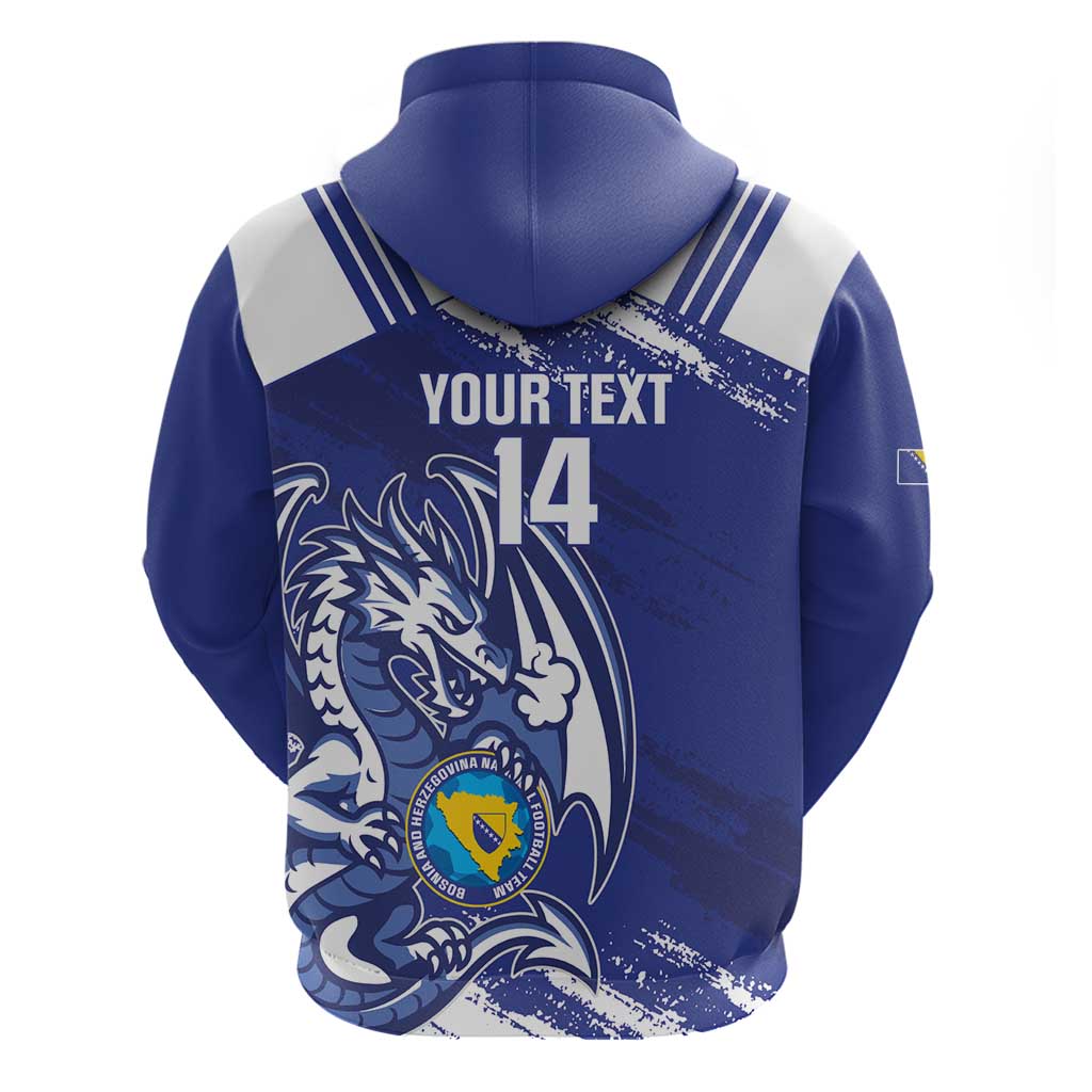 Bosnia and Herzegovina Football Custom Hoodie Go Zmajevi Mi smo uz vas Blue Version - Wonder Print Shop