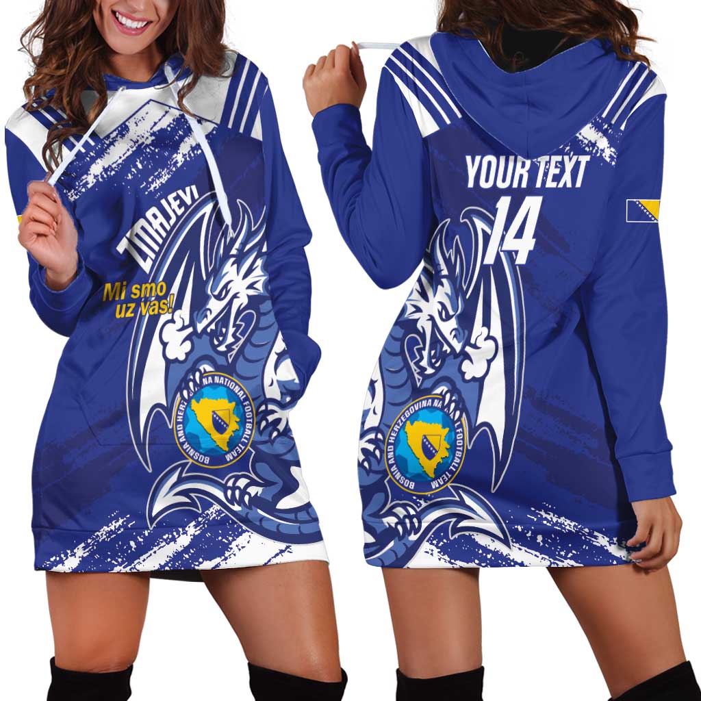 Bosnia and Herzegovina Football Custom Hoodie Dress Go Zmajevi Mi smo uz vas Blue Version - Wonder Print Shop