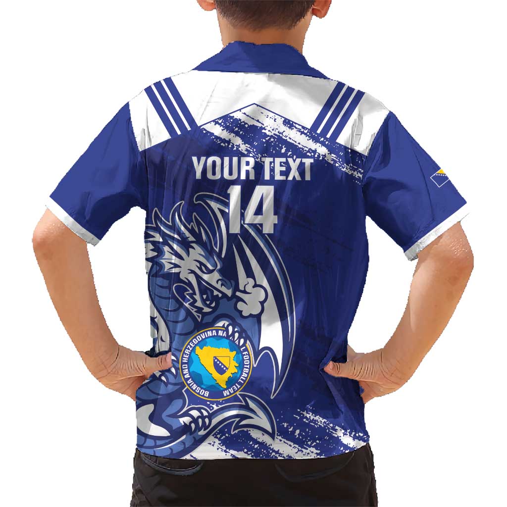 Bosnia and Herzegovina Football Custom Kid Hawaiian Shirt Go Zmajevi Mi smo uz vas Blue Version - Wonder Print Shop