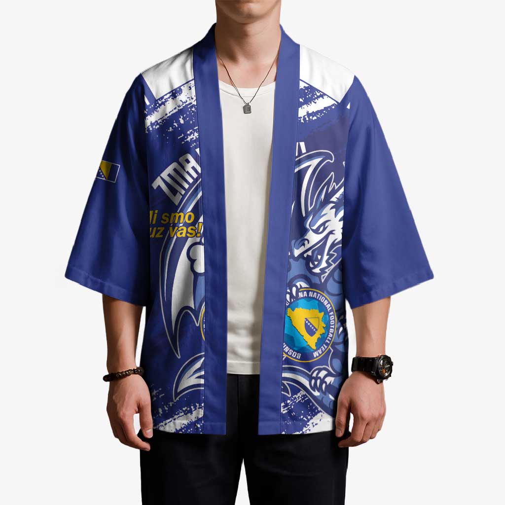 Bosnia and Herzegovina Football Custom Kimono Go Zmajevi Mi smo uz vas Blue Version - Wonder Print Shop